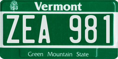 VT license plate ZEA981