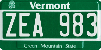 VT license plate ZEA983