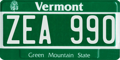 VT license plate ZEA990
