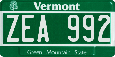 VT license plate ZEA992
