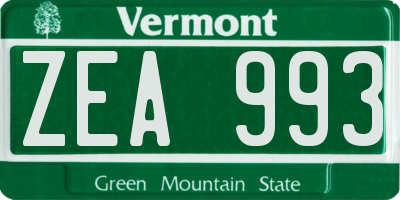 VT license plate ZEA993