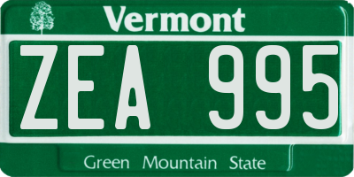 VT license plate ZEA995