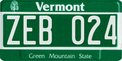 VT license plate ZEB024