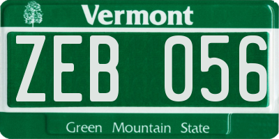 VT license plate ZEB056