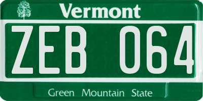 VT license plate ZEB064