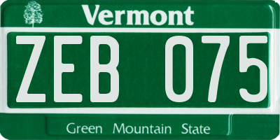 VT license plate ZEB075