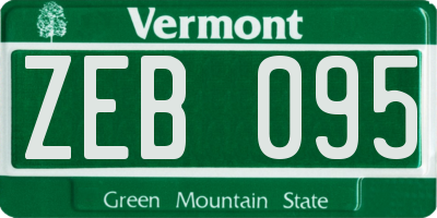 VT license plate ZEB095