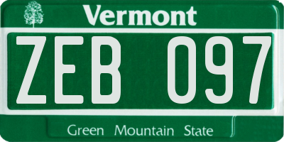 VT license plate ZEB097