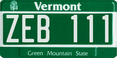 VT license plate ZEB111