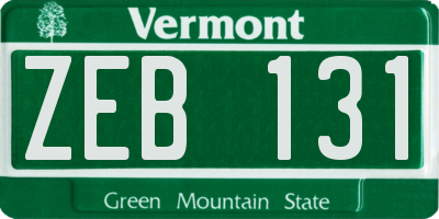 VT license plate ZEB131