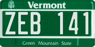 VT license plate ZEB141