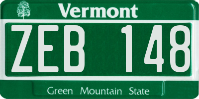 VT license plate ZEB148
