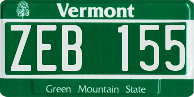 VT license plate ZEB155