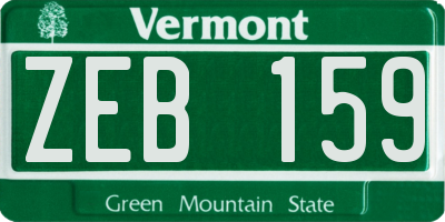 VT license plate ZEB159