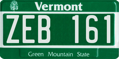 VT license plate ZEB161