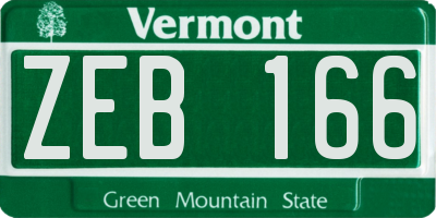 VT license plate ZEB166