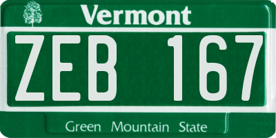VT license plate ZEB167