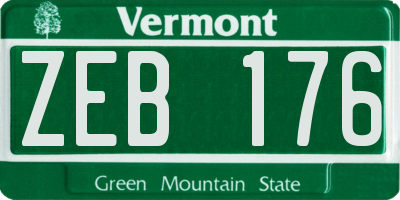 VT license plate ZEB176