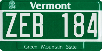VT license plate ZEB184