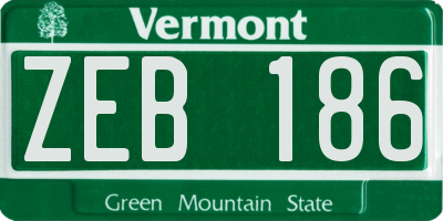 VT license plate ZEB186