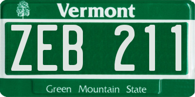VT license plate ZEB211