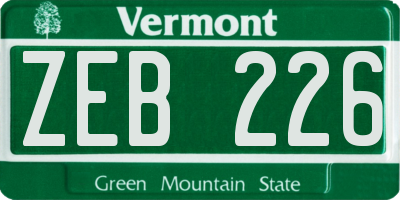 VT license plate ZEB226