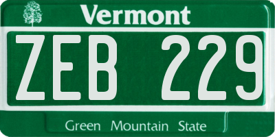 VT license plate ZEB229