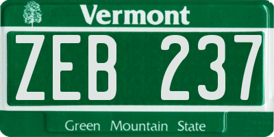 VT license plate ZEB237