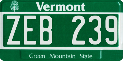 VT license plate ZEB239