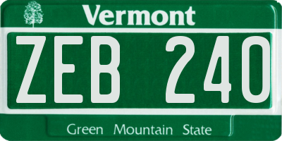 VT license plate ZEB240
