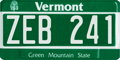 VT license plate ZEB241