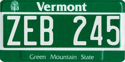 VT license plate ZEB245