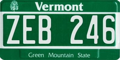VT license plate ZEB246