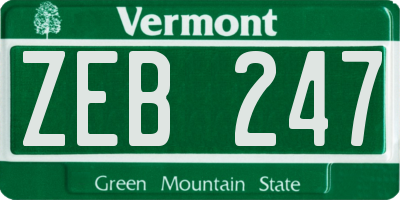 VT license plate ZEB247