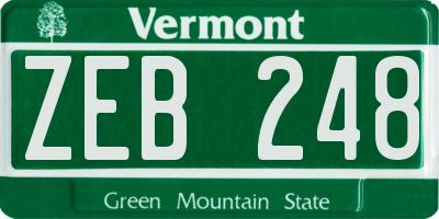 VT license plate ZEB248