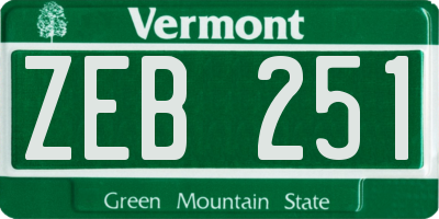 VT license plate ZEB251