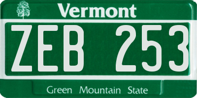 VT license plate ZEB253