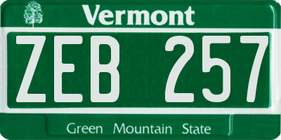 VT license plate ZEB257