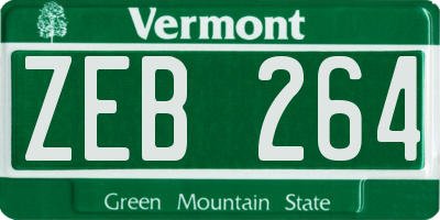 VT license plate ZEB264