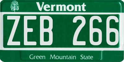 VT license plate ZEB266