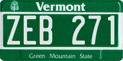 VT license plate ZEB271