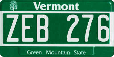 VT license plate ZEB276