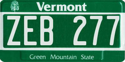 VT license plate ZEB277