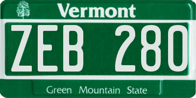 VT license plate ZEB280