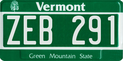 VT license plate ZEB291