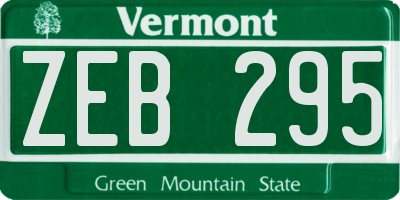 VT license plate ZEB295