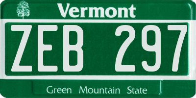 VT license plate ZEB297