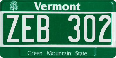 VT license plate ZEB302