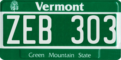 VT license plate ZEB303