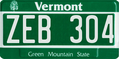VT license plate ZEB304